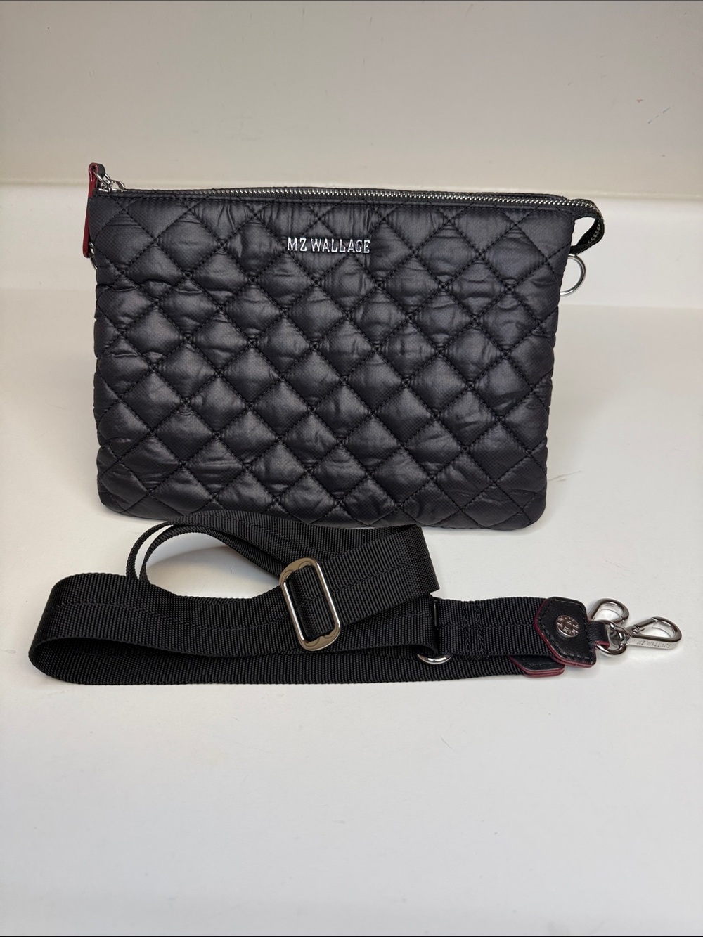MZ Wallace Black Large Pippa Nylon Crossbody with Strap
